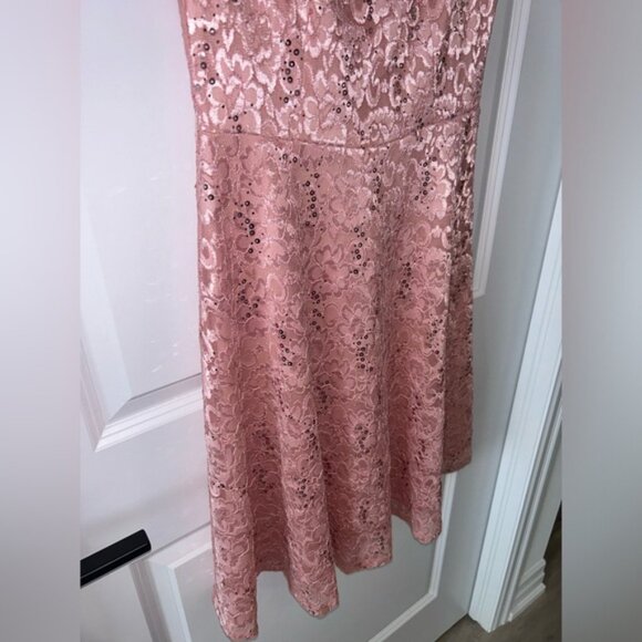 *3 for $10* CLEAROUT A-Line Pink Lace Midi Dress - Picture 2 of 9